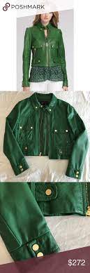 Bcbg Emerald Green Lamb Leather Jacket Size L Lamb Leather Jacket Leather Jacket Black Leather Jacket
