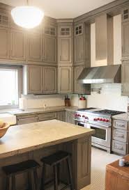 gray painted distressed custom kitchen