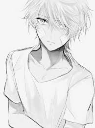 Black And White Anime Boy Side View Anime Boy Black And White Anime Anime Drawings Boy Black And White Drawing