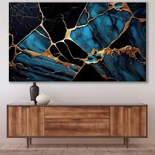 Arta abstracta marmura negru si albastru – The Print Studio