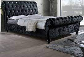 Crown Sleigh Crushed Velvet Bed Velvet Bed Frame Dining Chairs Uk Bed Frame With Mattress