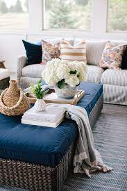 Ottoman coffee table beautiful aspen weave weatherresistant hdpe resin wicker storage ottoman storage ottomans products like stratford wicker ottoman related searches coffee table in tables accent end table ottoman coffee table. Brown Wicker Ottoman As Coffee Table With Blue Cushion Cottage Living Room