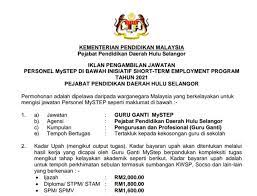 7 maklumat tambahan tentang permohonan guru ganti kgsk  pihak sekolah perlu mendapat kelulusan dari pihak ppd sebelum meminta calon cadangan sekolah untuk memulakan. Permohonan Jawatan Kosong Guru Ganti Mystep Kelayakan Spm Diploma Ijazah