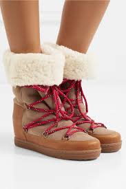 204.24 $ 16 082 руб. Camel Nowly Shearling Lined Textured Leather And Suede Snow Boots Isabel Marant Net A Porter