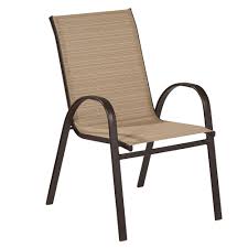 A similar technique occurs on other patio furniture like teak, which requires sanding down the top layer of the patio furniture to remove damaged parts and have a fresh, clean surface. Hampton Bay Mix And Match Stackable Sling Outdoor Dining Chair In Cafe Fcs00015j W The Home Depot