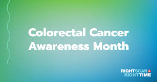 Into materials as a representation of the collective fight against colorectal cancer. March Is National Colorectal Cancer Awareness Month Right Scan Right Time