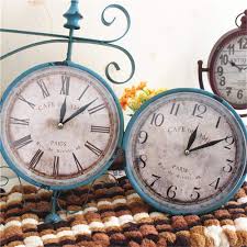 Retro household double sided wall mounted bracket clock living room decor. Mediterranean Double Sided Wall Clock Living Room Large Personality Retro Clocks American Retro Home Wall Hanging Creative Decoration Table Home Decor Home Urbytus Com