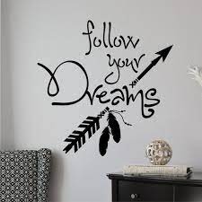Motivational Wall Decal Follow Your Dreams Arrow Rustic Etsy In 2021 Inspirational Wall Decals Vinyl Wall Lettering Letter Wall