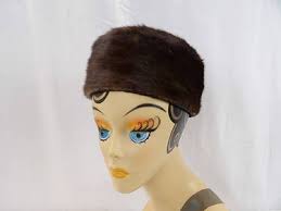 Vintage Black Silk Fur Trim Pill Box Hat