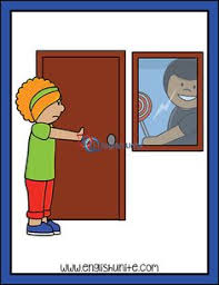Safety Don T Open The Door For Strangers English Unite In 2020 Clip Art Character Art Design