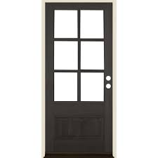 Krosswood Doors 36 In X 80 In Farmhouse 3 4 Lite Black Stain Left Hand Inswing Douglas Fir Prehung Front Door Phed Df 436 30 68 134 Lh 512 Black The Home De In 2020 Beveled Glass Front Entry Doors Douglas Fir