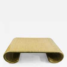 Image result for scroll coffee table. Karl Springer Modern Grasscloth Scroll Coffee Table