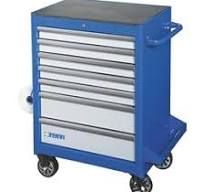 Carrello Attrezzi Officina Carrello Porta Utensili Fervi C900/B - Grigio E  Ciano, 4 Cassetti Carrello Lavoro C900/b