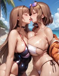 Summer Anis and Rapi making out at the beach - Rule 34 AI Art