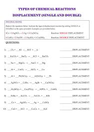 Balancing chemical equations worksheet intermediate level neutralization reactions salts are types of chemical reactions most reactions can be classified into one of five categories by chapter 7 answers and solutions 7 answers and solutions to text problems 7.1 a mole is the. 18 Types Of Reaction Worksheet