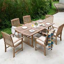 4 piece patio furniture set outdoor conversation set cushioned sofa set garden love seat wrought iron, brick red. Corpuz Rectangular 6 Person 60 25 Long Teak Dining Set With Cushions Teak Patio Furniture Outdoor Dining Set Outdoor Furniture