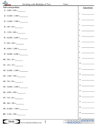 This math worksheet gives your child practice completing problems involving factors and quotients of 10 and 100. Sort By Grade Free Commoncoresheets