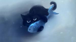 Kara Kedi Anime Kedi Hayvan Cizimi Kediler Ve Yavrulari