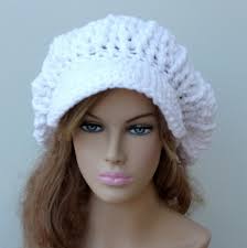 White Newsboy Cap, Women Teen Cap Visor Tam Hat Slouchy Newsboy Bill Beanie  Billed, Women Newsboy Hat, Crochet Visor Beanie Hat