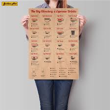 Us 0 39 Drink Of Espresso Coffee Guide Chart Vintage Kraft Paper Poster Wall Sticker Retro Paint Bar Cafe Print Picture 45 5cmx31 5cm In Wall