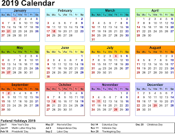 United States 2019 Holidays Calendar Free January 2019 Calendar Printable Template Calendar 2019 Printable Calendar 2019 Template Printable Calendar Template