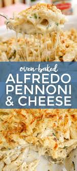 This Oven Baked Alfredo Pennoni And Cheese Made With Ricotta Cheese And Fresh Basil Leaves Is Lig Baked Pasta Dishes Baked Pasta Recipes Ricotta Cheese Recipes