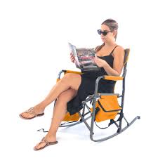 Folding outdoor rocking chairs are so convenient, because you can bring them with you to family gatherings, the beach, camping, sports games, etc. Rocking Folding Director Chair Gray Orange Custom Folding Wagons