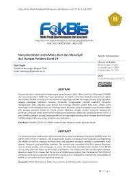 Analisis kondisi keuangan setelah penerapan sistem analisis tren pada pt. Pdf Menyelamatkan Usaha Mikro Kecil Dan Menengah Dari Dampak Pandemi Covid 19