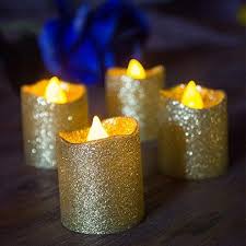 Loguide Gold Glitter Led Votive Candles Flameless Tealight Battery Powered Candles For Wedding Christm Glitter Votive Candles Led Tea Light Candles Tea Candles