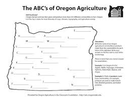 Abc S Of Oregon Agriculture Worksheet Oregon Agriculture In The Classroom Abc Classroom Oregon