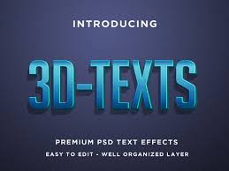Blue 3d Text Effect Premium Psd Text Effects 3d Text Effect Photoshop Text Effects