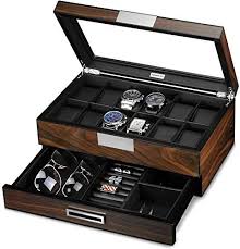 Great For Lifomenz Co Wooden Watch Box For Men Watch Jewelry Box Organizer With Valet Drawer 12 Slot Watch Di Mens Jewelry Box Watch Jewelry Box Mens Watch Box