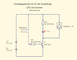 Einfacher Durchgangsprufer Von 0 3 Kohm Mit Led Und Akustischen Signalgeber Elektronische Schaltungen Elektroniken Elektronische Schaltung Led