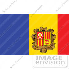 The constitution of romania provides that the flag of romania is tricolor; Clip Art Graphic Of The Blue Red And Yellow National Flag Of The Principality Of Andorra With With The Virtus Unita Fortior Coat Of Arms 34078 By Jvpd Royalty Free Stock Cliparts