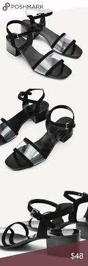 Ankle Strap Zara Black Sandals Zara Black Vinyl Mid Block Heel Ankle Strap Sandal Sandals Heels Ankle Strap Sandals Ankle Strap