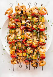 Brush the shrimp with the set aside marinade during cooking. These Grilled Pineapple Shrimp Skewers Are The Perfect Easy Summer Bbq Recipe The Sweet Honey Glaze Juicy Shrimp Skewer Recipes Bbq Recipes Pineapple Shrimp