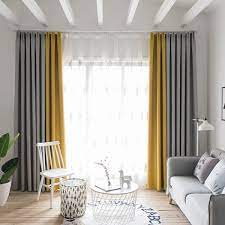 Patchwork Blackout Curtain Panels Gold 4 Prong Pinch Pleat Drapery For Living Yellow Curtains Living Room Grey Curtains Living Room Living Room Decor Curtains