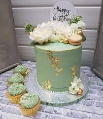 Here are the different color shades of pastel green. This Colour Slightly Darker Than First Planned But Looks Amazing With A Simple Mix Tiered Cakes Birthday Beautiful Birthday Cakes Birthday Cake With Flowers