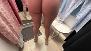 Fitting room. I spy on a busty beauty changing clothes and fuck her, ending  up in her pussy