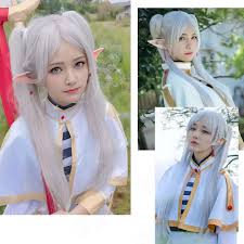 Hsiu Silvergray Long Double Ponytail Wig For Frieren Anime Cosplay 