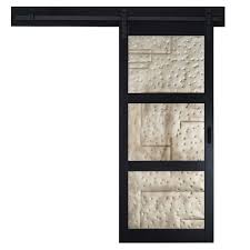 If you want the convenience of a sliding barn door with a modern look, consider this hardware kit. Truporte 36 Inch X 84 Inch Black 3 Lite Metal Rustic Barn Door With Modern Sliding Door Ha The Home Depot Canada