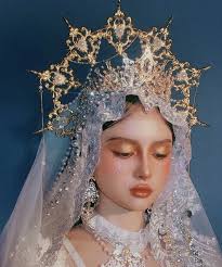 Lolita Metal Halo Crown Mary Goddess Headband Women Halloween Cosplay  Costume Headpiece