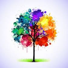 Colorful Abstract Tree Background Sticker Pixers We Live To Change Tree Art Crayon Art Abstract Tree