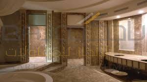 تشطيب رخام امبرادور غرفة صحية في قصر خاص Marble Bathtub Bathroom