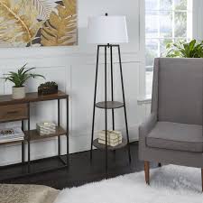 Brayden Studio Bart Floor Lamp With Shelves In 2021 Floor Lamp With Shelves Floor Lamp Floor Lamp Grey