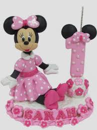 Topo de Bolo Minnie Rosa Vela Biscuit