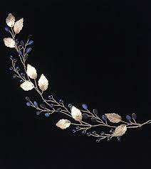 Something Blue Navy Blue Hair Vine Bridal Hair Piece Wedding Etsy Gold Bridal Headband Gold Bridal Headpiece Blue Wedding Hair