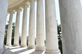 Closeup Of White Stone Pillars At The Jefferson Monument On Lake ...