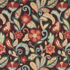 We carry a tremendous amount of floral drapery fabrics ranging from vintage, abstract, classic, modern and contemporary designs. Teal Blue Orange Red And Brown Floral Upholstery Fabric By The Yard