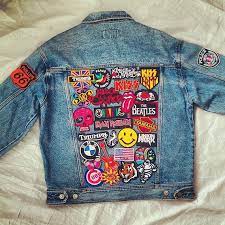 Patched Denim Hand Reworked Vintage Denim Jacket With Patches Women Size M Denim Jacket Patches Jean Jacket Patches Diy Denim Jacket
